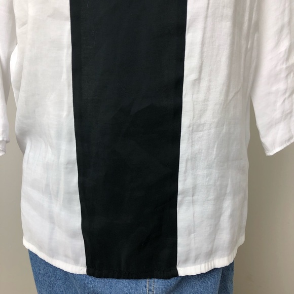 Bianca Nygard White/Black Half Sleeve Blouse Size 6 - Picture 3 of 10